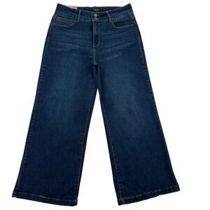Curve Appeal High Rise Wide Leg Jeans Dark Wash Size 12/31 Trouser Whiskered